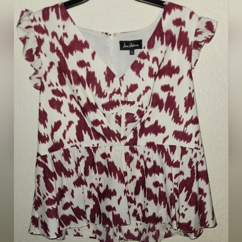 Sam Edelman sz XL Ruffle Sleeve Zip Blouse